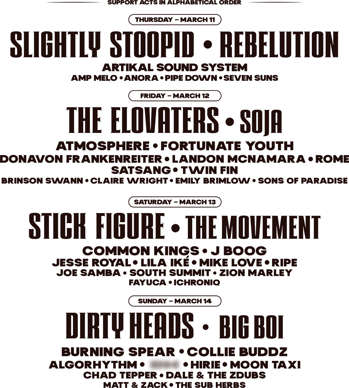 Reggae Rise Up Florida Festival 2027 Lineup Text
